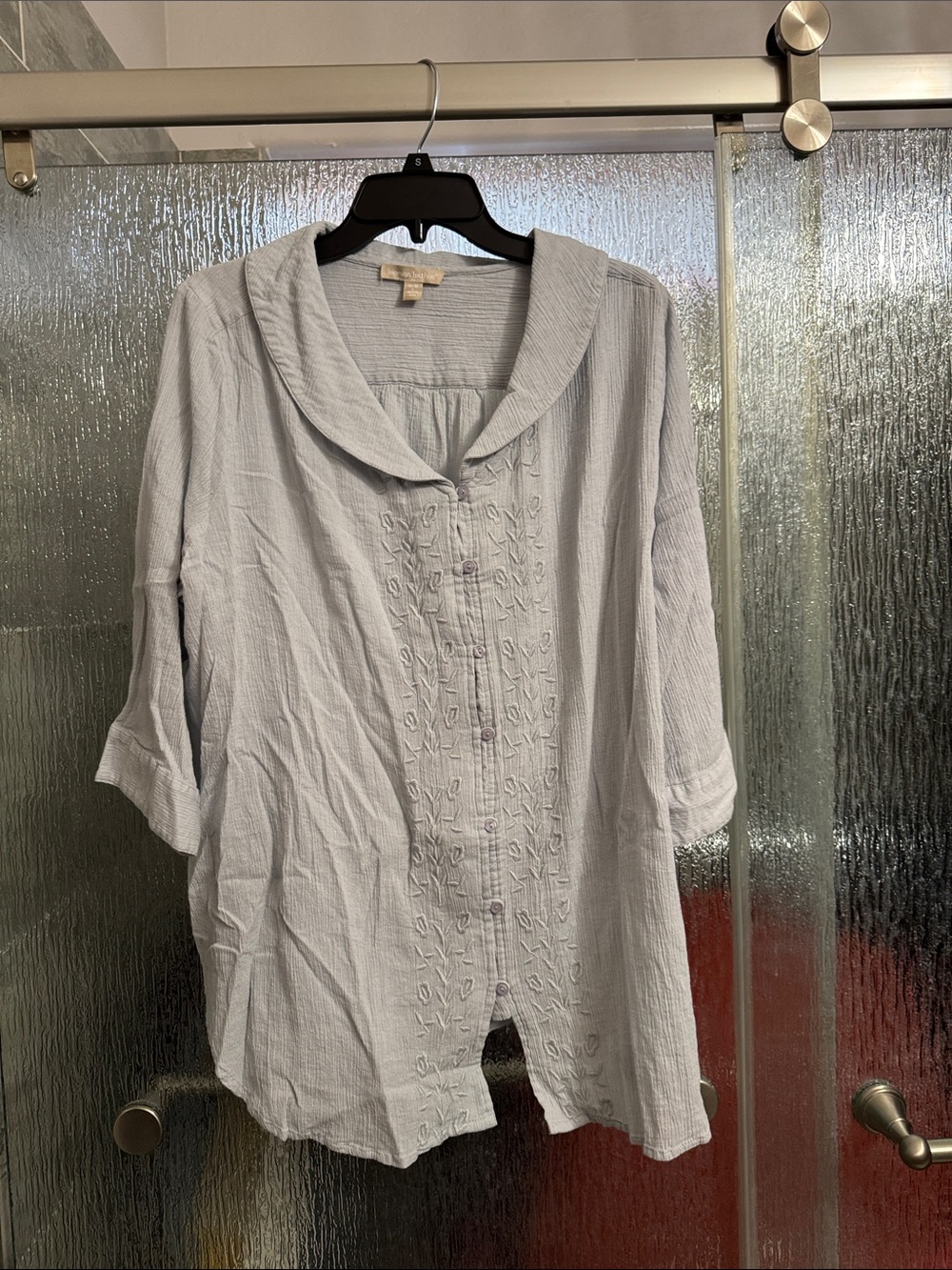 Embroidered Button-Down Tunic - Picture 1 of 9